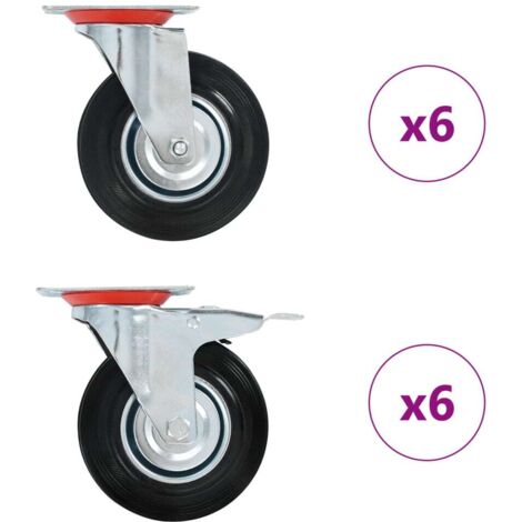 12 pcs Roulettes pivotantes 125 mm Roulettes Meuble Roulettes de Transport BZREH1211300 (1/5)