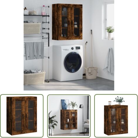 The Living Store Armoire murale chêne fumé 69,5x34x90 cm - Armoire Murale - Meuble Rangement - Armoire Suspendu - Buffet - Étagère Murale (1/5)