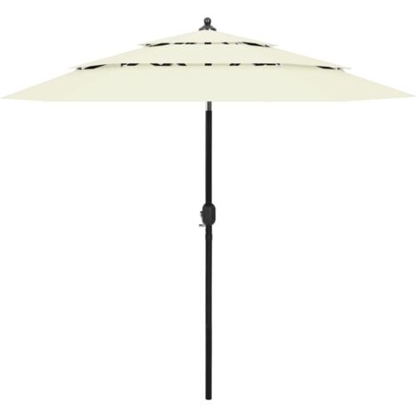 Parasol droit - Parasol à 3 niveaux avec mât en aluminium - Parasol de jardin - Protection solaire - Sable 2,5 m HNDX179959 (1/5)