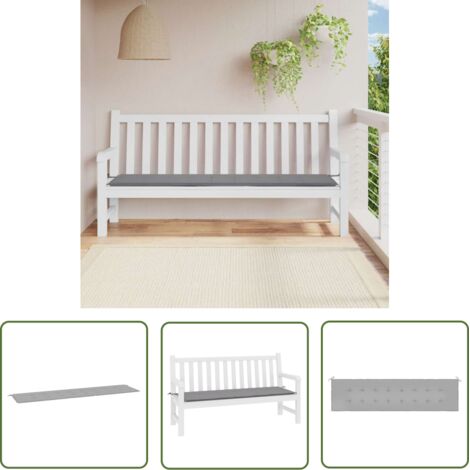 The Living Store Coussin de banc de jardin gris 200x50x3 cm tissu oxford - Coussin De Banc - Coussin D'extérieur - Coussin Décoratif - Coussin Jardin - Housse De Chaise (1/5)