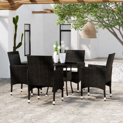 5 pcs Mobilier de salle à manger de jardin Ensemble table et chaise de jardin Mobilier à dîner Résine tressée Noir RTITTK71518 (1/5)