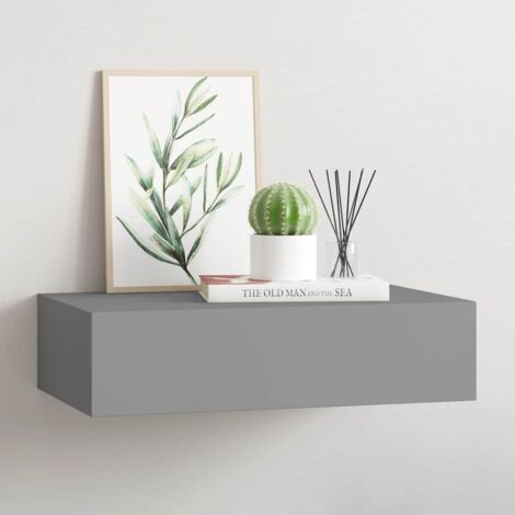 Étagère à tiroir murale Étagère suspendue Etagères Flottantes Gris 40x23,5x10 cm MDF BRZH552312 (1/5)