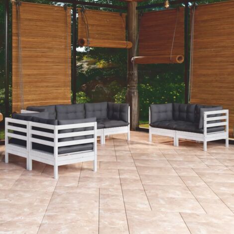 7 pcs Salon de jardin Salon d'extérieur Ensemble Meuble de Jardin Mobilier d'Extérieur avec coussins Bois de pin massif XFNRX391623 (1/5)