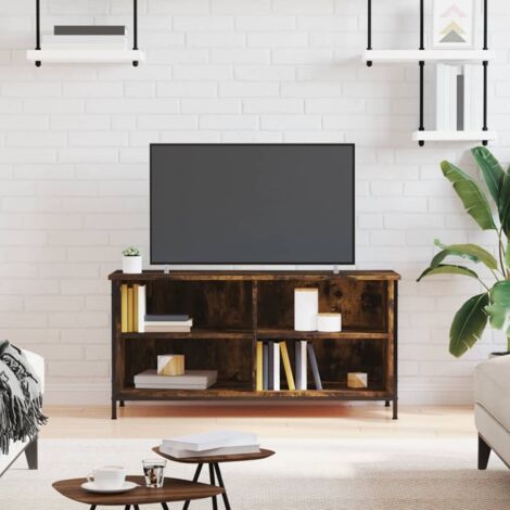 Meuble TV Banc TV Moderne Meuble de Rangement Chêne fumé 100x40x50 cm Bois d'ingénierie XHET49114 (1/5)