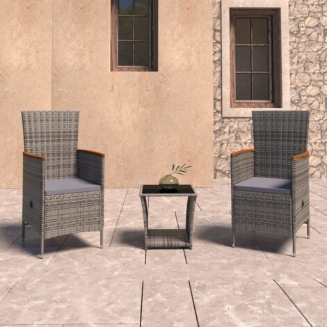 3 pcs Salon de jardin Salon d'extérieur Ensemble Meuble de Jardin Mobilier d'Extérieur avec coussins Résine tressée Gris XFNRX743103 (1/5)