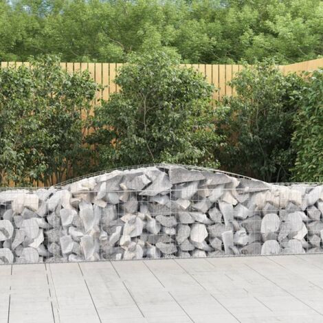 9 pcs Paniers à gabions Clôture de jardin Mur en Gabion Cage à Pierres de Jardin décoratif arqués 400x50x60/80 cm Fer galvanisé DBEB7553451 (1/5)