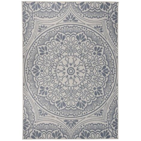 Tapis à tissage plat d'extérieur 160x230 cm Tapis pour Entrée, Chambre, Balcon, Jardin Motif bleu BZTE923421 (1/5)