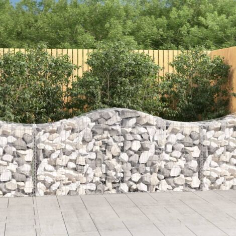 6 pcs Paniers à gabions  Clôture de jardin  Mur en Gabion  Cage à Pierres de Jardin décoratif arqués 200x50x80/100 cm Fer galvanisé DBEB3739752 (1/5)