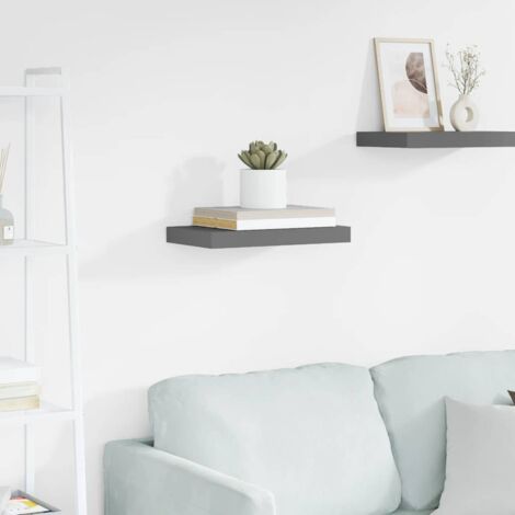Étagère murale flottante Étagère suspendue Gris brillant 40x23x3,8 cm MDF BRZH288109 (1/5)