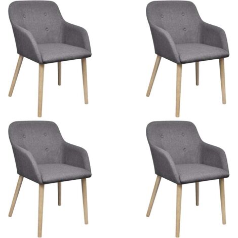 Lot de 4 Chaises à manger - Chaises de salle à manger - Chaise de Bureau, Salon et de Cuisine gris clair tissu et chêne massif BSRHS360488 (1/5)