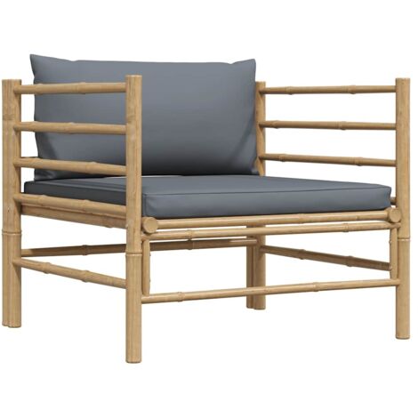 Canapé de jardin avec coussins,Canapé d'extérieur,Banquette / Sofa / Divan de jardin gris foncé Bambou MEMV250317 (1/5)