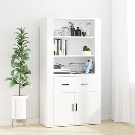 Buffet haut, Meuble de Rangement, Armoire de Cuisine Blanc Bois d'ingénierie RDS9620 (1/5)