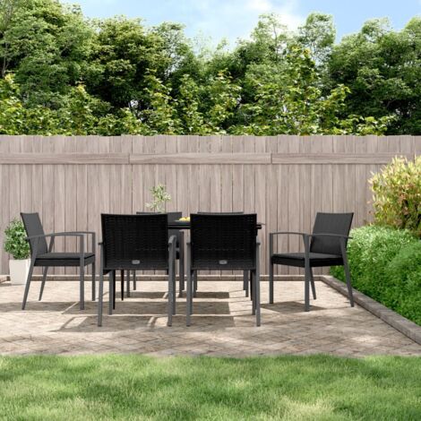 Lot de 6 Chaises de jardin Siège de Terrasse Fauteuil de jardin et coussins noir 56,5x57x83 cm rotin DHNET5058810 (1/5)