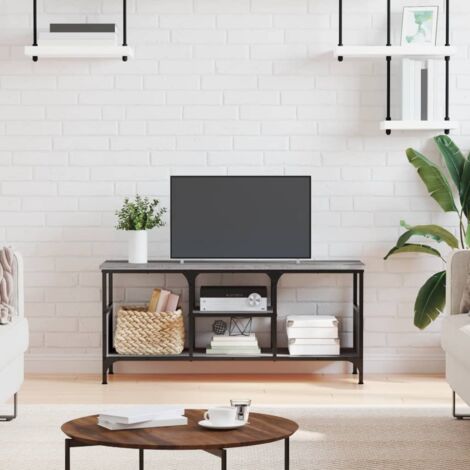Meuble TV Banc TV Moderne Meuble de Rangement sonoma gris 100x35x45 cm bois d'ingénierie et fer XHET43381 (1/5)