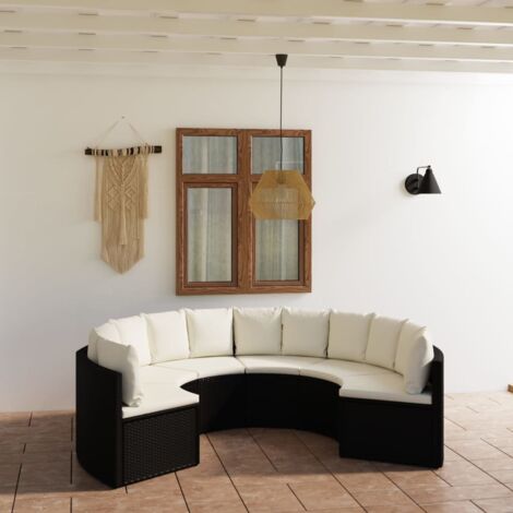 Lot de 6 Salon de jardin Salon d'extérieur Ensemble Meuble de Jardin Mobilier d'Extérieur avec coussins Résine tressée Noir XFNRX514214 (1/5)