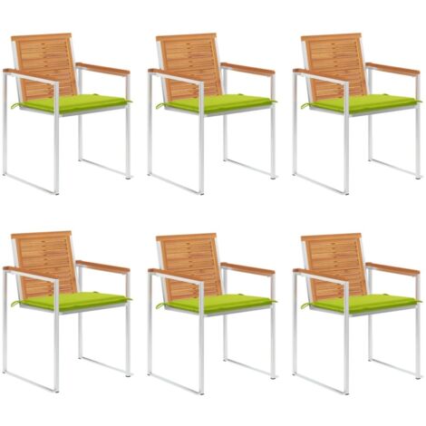 Lot de 6 Chaises de jardin Siège de Terrasse Fauteuil de jardin avec coussins Bois d'acacia solide DHNET3576526 (1/5)