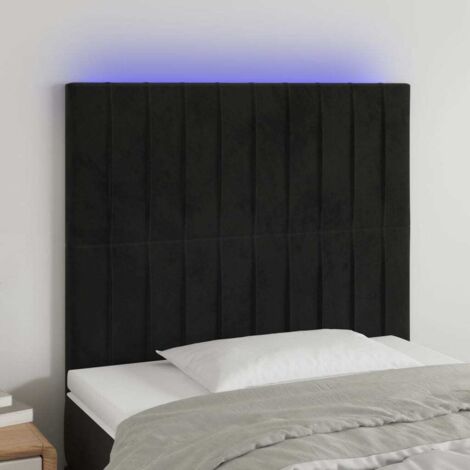 Tête de lit avec lumière LED,Panneau de lit,Décoration murale Noir 100x5x118/128 cm Velours XJDT775754 (1/5)