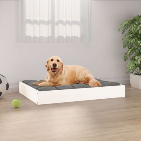 Lit pour chien Lit pour animal Corbeille pour chien Panier pour chien Blanc 71,5x54x9 cm Bois de pin solide XFNT82782 (1/5)