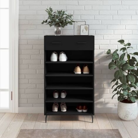 Armoire à chaussures Meuble à chaussures Étagère de rangement noir 60x35x105 cm bois d'ingénierie RTJEX194875 (1/5)
