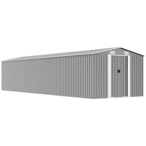 Abri de jardin, Remise Cabane pour outils, Stockage Rangement Extérieur Gris 257x779x181 cm Acier galvanisé XZZZ150090 (1/5)