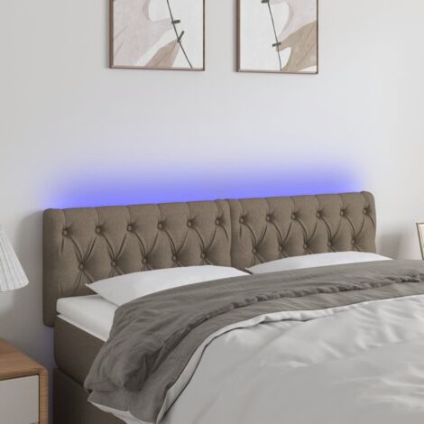 Tête de lit avec lumière LED,Panneau de lit,Décoration murale Taupe 160x7x78/88 cm Tissu XZZZ257517 (1/5)