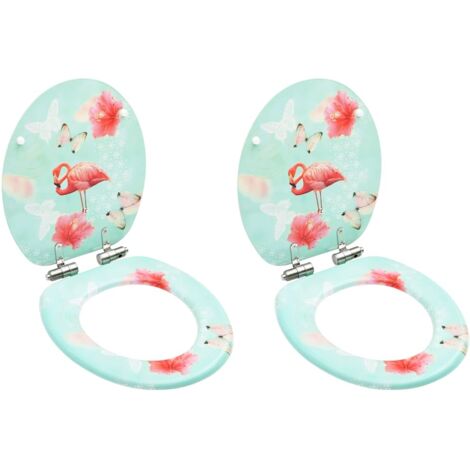 Lot de 2 Sièges WC et couvercle à fermeture en douceur,Abattant WC,Sièges de toilette MDF Flamant VDVM931568 (1/5)