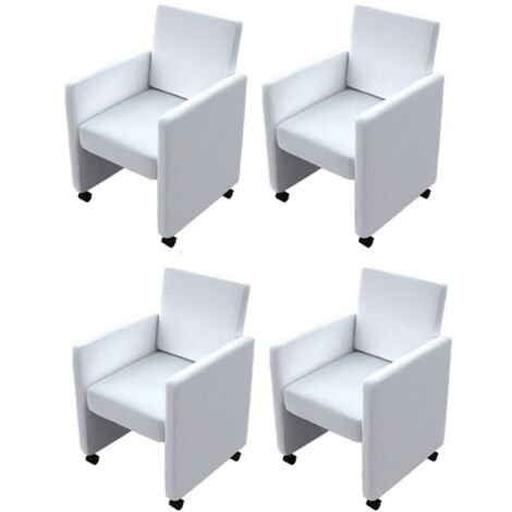 Lot de 4 Chaises à manger - Chaises de salle à manger - Chaise de Bureau, Salon et de Cuisine blanc similicuir DGBDF703612 (1/5)