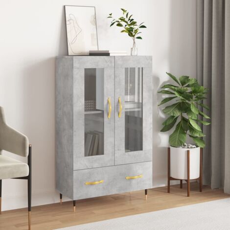 Buffet haut Bahut haut Meuble de Rangement pour Salon, Salle à Manger, Cuisine gris béton 69,5x31x115 cm bois d'ingénierie XZZ826475 (1/5)