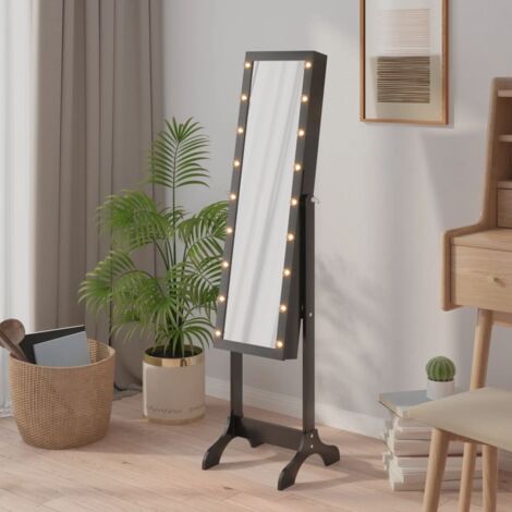 Miroir sur pied,Miroir décoratif,Miroir debout blanc avec LED noir 34x37x146 cm DYHB924288 (1/5)