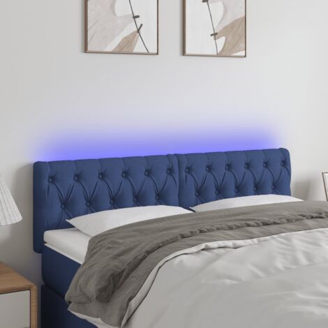 Tête de lit avec lumière LED,Panneau de lit,Décoration murale Bleu 160x7x78/88 cm Tissu XEJZT941157 (1/5)