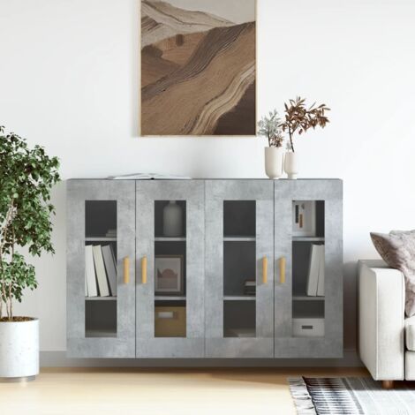 Lot de 2 Armoires murales,Armoire de rangement,Armoire suspendue gris béton bois d'ingénierie VDVM808935 (1/5)
