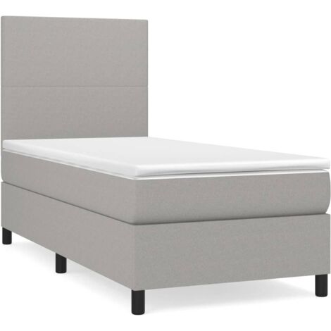 Haute qualité -Lit à sommier tapissier avec matelas Gris clair 80x200 cm pour Adultes, Adolescents Tissu - Solide et Confortable6948 (1/5)