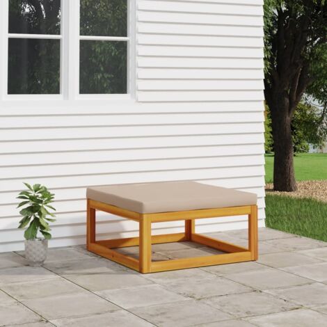 Repose-pied de jardin,Tabouret Bas avec coussin taupe bois massif d'acacia -BV32499 (1/5)