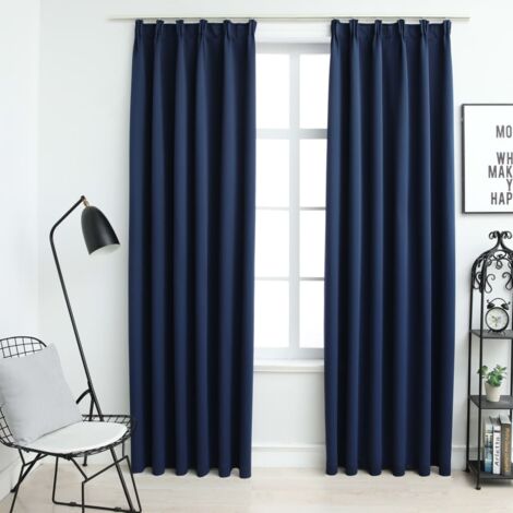 Lot de 2 Rideaux occultants,Décoration Chambre Fenêtre,Rideau Thermique Isolant avec crochets Bleu 140x225 cm GDSVW40330