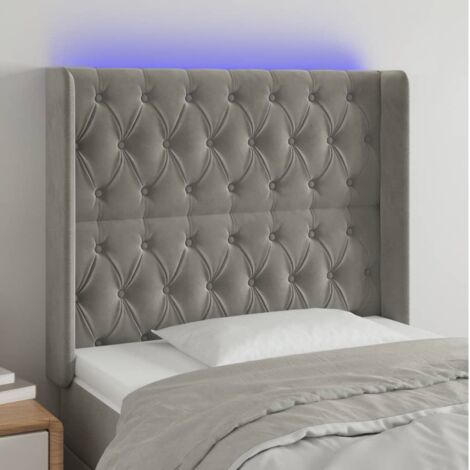 Tête de lit avec lumière LED,Panneau de lit,Décoration murale Gris clair 103x16x118/128 cm Velours XEJZT658138 (1/5)