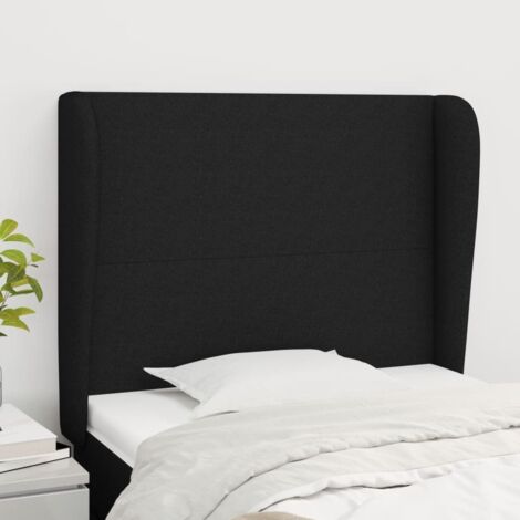 Tête de lit avec oreilles Panneau de lit pour Lit adulte Décoration murale Noir 93x23x118/128 cm Tissu FOGHJ73806 (1/5)
