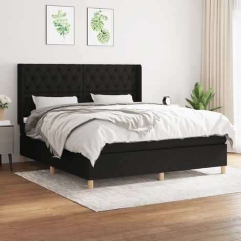 Lit à sommier tapissier avec matelas,Lit Adulte,Meuble de Chambre à Coucher Noir 160x200 cm Tissu XZZ808311 (1/5)