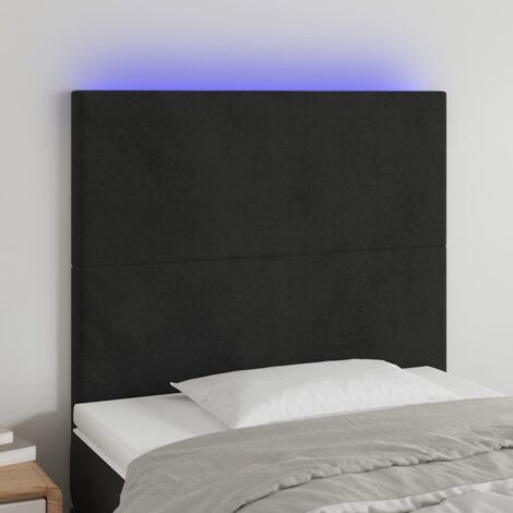 Tête de lit avec lumière LED,Panneau de lit,Décoration murale Noir 80x5x118/128 cm Velours XJDT648684 (1/5)
