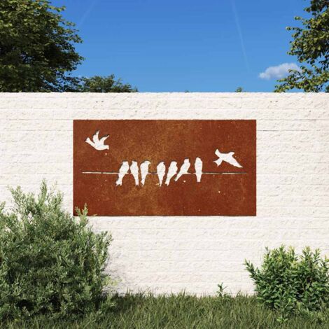 Décoration murale jardin,Ornement mural extérieur,Original 105x55 cm acier corten design d'oiseau CNEI736158
