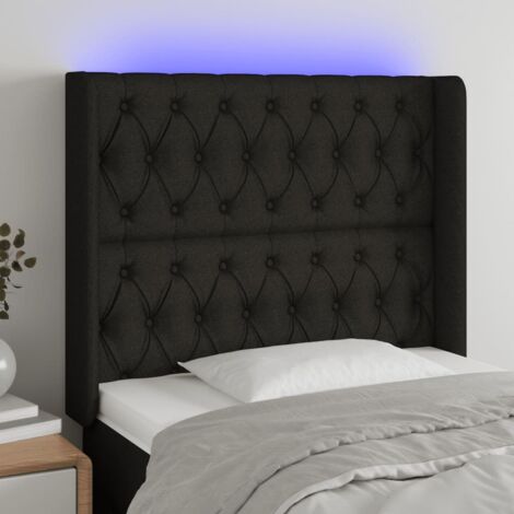 Tête de lit avec lumière LED,Panneau de lit,Décoration murale Noir 93x16x118/128 cm Tissu XEJZT668187 (1/5)