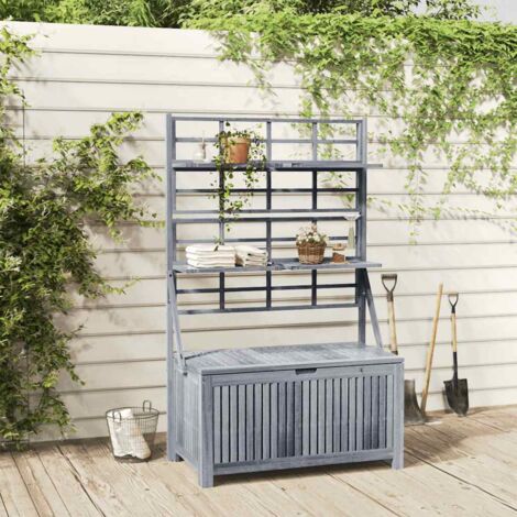 Boîte de rangement,Coffre de rangement avec treillis Gris 99x55x160cm Acacia solide CNENE391988 (1/5)