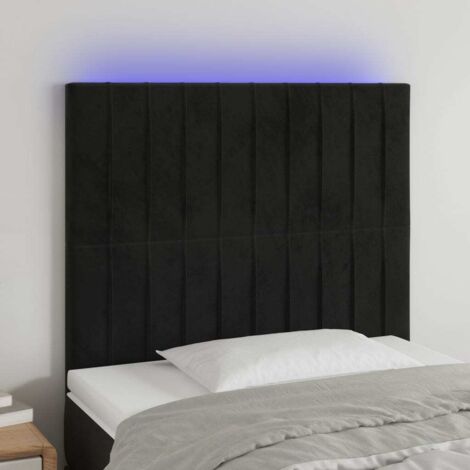 Tête de lit avec lumière LED,Panneau de lit,Décoration murale Noir 90x5x118/128 cm Velours XJDT298339 (1/5)