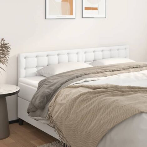 Lot de 2 Têtes de lit,Panneau de lit,Pour Lit adulte Blanc 90x5x78/88 cm Similicuir XJDT573796 (1/5)
