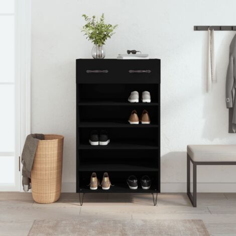 Armoire à chaussures Meuble à chaussures Étagère de rangement noir 60x35x105 cm bois d'ingénierie RTJEX583160 (1/5)