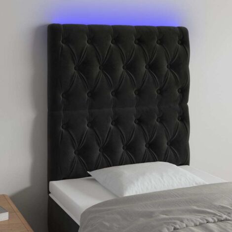 Tête de lit à LED，Panneau de lit，Pour Lit adulte，Décoration murale Noir 80x7x118/128 cm Velours XZZ722005 (1/5)