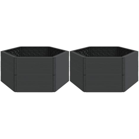 Jardinières de jardin 2 pcs Bac à fleurs anthracite PP (1/5)