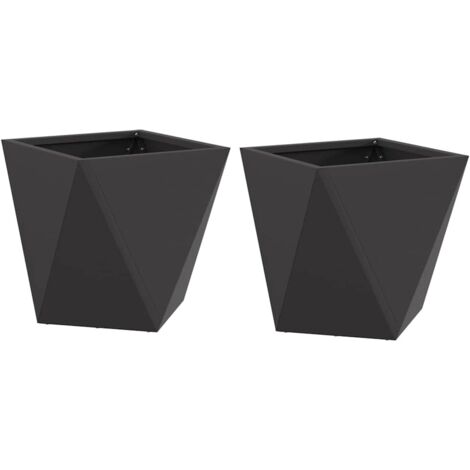 Jardinière 2 pcs Bac à fleurs Noir 30 x 30 x 30 cm Acier (1/5)
