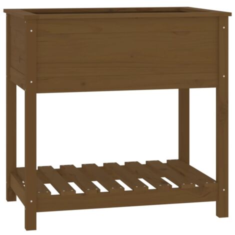 Jardinière Bac à fleurs avec étagère Marron miel 82,5x54x81 cm Bois de pin (1/5)