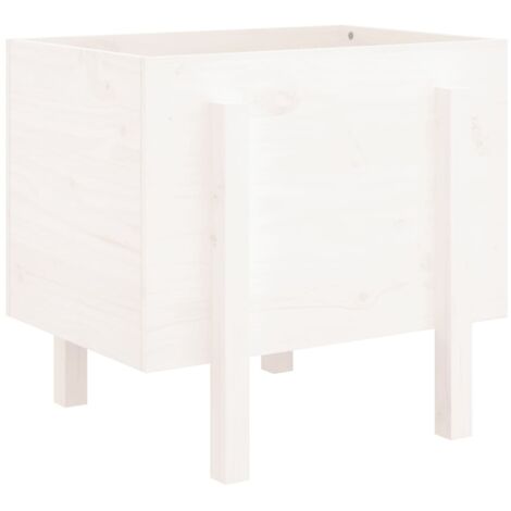 Jardinière Bac à fleurs blanc 62x50x57 cm bois massif de pin (1/5)