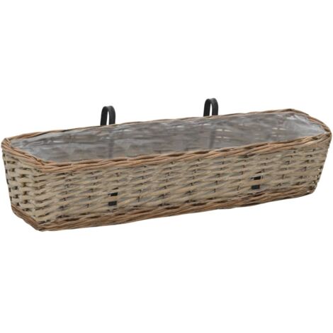 Jardinières de balcon 2 pcs  Bac à fleurs osier avec revêtement en PE 80 cm (1/5)